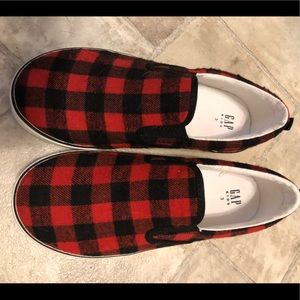 Gap Kids flannel buffalo check slip ons